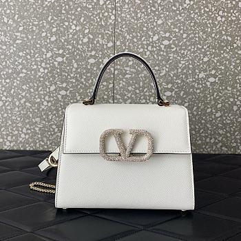 Valentino Small Vsling Handbag With Jewel Embroidery White Size 22x17x9 cm