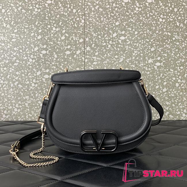 Valentino Vsling Shoulder Bag In Grainy Calfskin Black Size 22x15x5 cm - 1