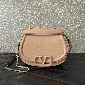 Valentino Vsling Shoulder Bag In Grainy Calfskin Rose Size 22x15x5 cm