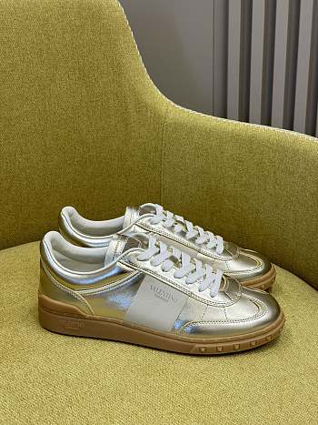 Valentino Upvillage Sneaker In Laminated Calfskin With Nappa Calfskin Leather Band