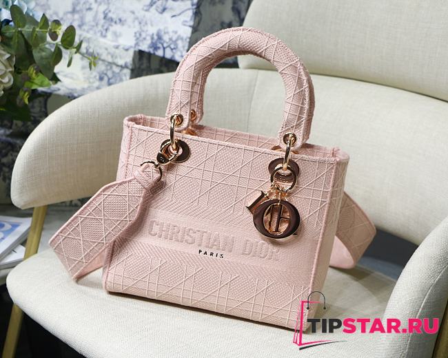 Dior Medium Lady D-Lite Bag Rosewood Cannage Embroidery & Rose Gold Size 24 x 20 x 11 cm - 1
