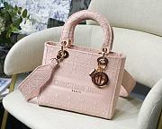 Dior Medium Lady D-Lite Bag Rosewood Cannage Embroidery & Rose Gold Size 24 x 20 x 11 cm - 1