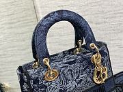 Dior Medium Lady D-Lite Bag Denim Blue Toile de Jouy Embroidery Size 24 x 20 x 11 cm - 3