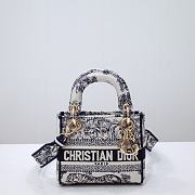 Dior Mini Lady D-Lite Bag White and Navy Blue Toile de Jouy Embroidery Size 17 x 15 x 7 cm - 1