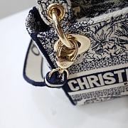 Dior Mini Lady D-Lite Bag White and Navy Blue Toile de Jouy Embroidery Size 17 x 15 x 7 cm - 4