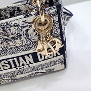 Dior Mini Lady D-Lite Bag White and Navy Blue Toile de Jouy Embroidery Size 17 x 15 x 7 cm - 2