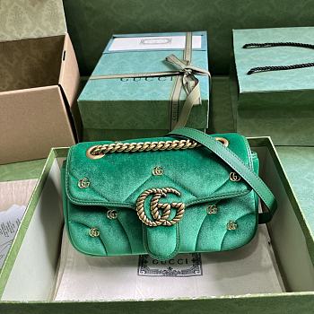 Gucci GG Marmont Mini Shoulder Bag 446744 Green Velvet Size 22x13x6 cm