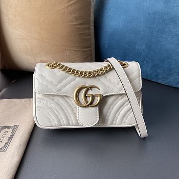Gucci GG Marmont Mini Shoulder Bag White Leather 446744 Size 22x13x6 cm