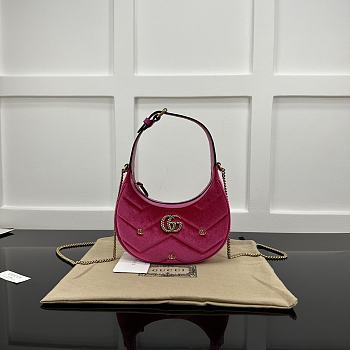 Gucci GG Marmont Half-Moon-Shaped Mini Bag 770983 Pink Velvet Size 21x16x5 cm
