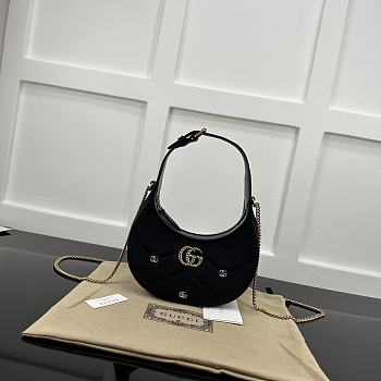 Gucci GG Marmont Half-Moon-Shaped Mini Bag 770983 Black Velvet Size 21x16x5 cm