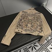 Dior Jacket Beige Cotton Denim with Multicolor Butterfly Around The World Motif - 5