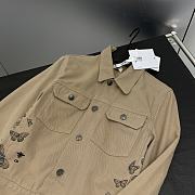 Dior Jacket Beige Cotton Denim with Multicolor Butterfly Around The World Motif - 4