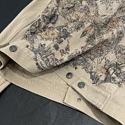 Dior Jacket Beige Cotton Denim with Multicolor Butterfly Around The World Motif - 3