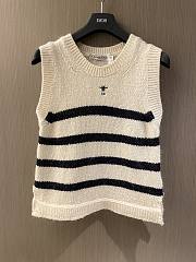 Dior Marinière Sleeveless Sweater White and Black Cotton, Wool and Mohair Technical Knit with D-Stripes Motif - 1