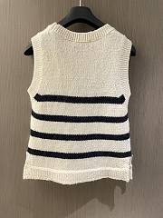 Dior Marinière Sleeveless Sweater White and Black Cotton, Wool and Mohair Technical Knit with D-Stripes Motif - 3