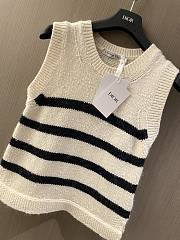 Dior Marinière Sleeveless Sweater White and Black Cotton, Wool and Mohair Technical Knit with D-Stripes Motif - 2