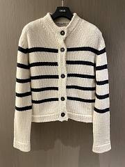 Dior Mariniere Jacket White and Black Wool, Cotton and Mohair Technical Knit with D-Stripes Motif - 1