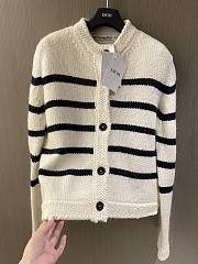 Dior Mariniere Jacket White and Black Wool, Cotton and Mohair Technical Knit with D-Stripes Motif - 5