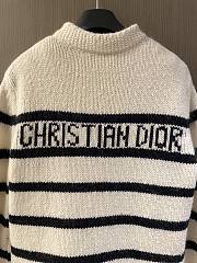 Dior Mariniere Jacket White and Black Wool, Cotton and Mohair Technical Knit with D-Stripes Motif - 3