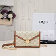Celine Wallet On Chain Margo In Triomphe Canvas And Calfskin Grege Size 19.5 X 12 X 4 CM - 1