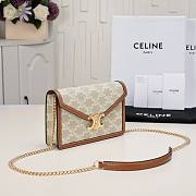 Celine Wallet On Chain Margo In Triomphe Canvas And Calfskin Grege Size 19.5 X 12 X 4 CM - 5