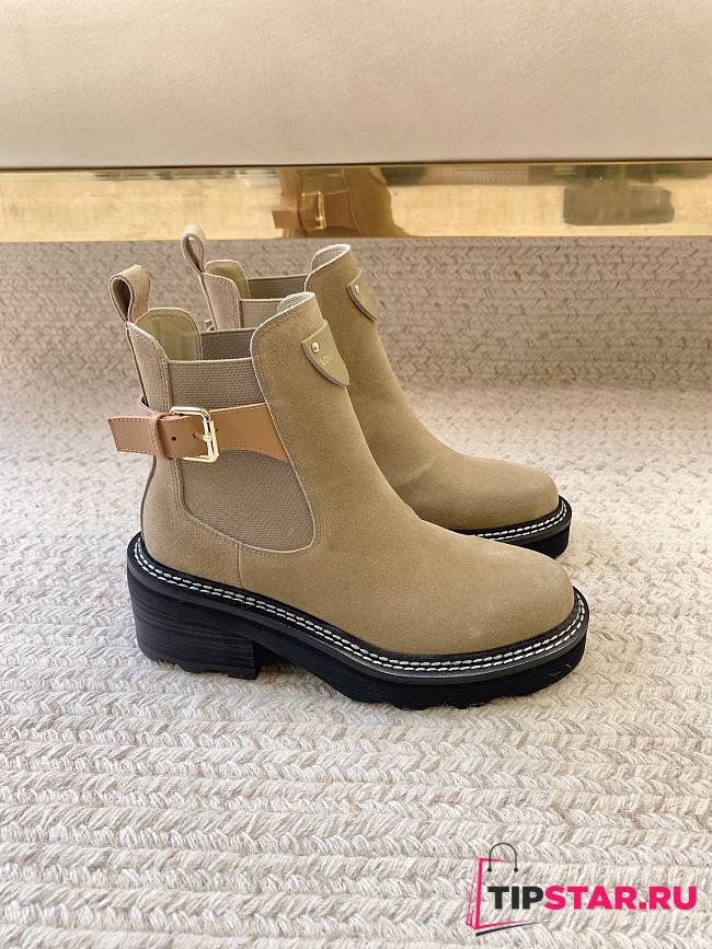 Louis Vuitton LV Beaubourg Ankle Boot Beige Suede - 1