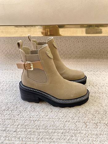 Louis Vuitton LV Beaubourg Ankle Boot Beige Suede