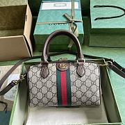 Gucci Ophidia GG Mini Top Handle Bag 772053 Beige & Ebony Size 21.5x14x11.5 cm - 1