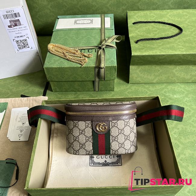 Gucci Ophidia Belt Bag With Web 699765 Beige & Ebony Size 18x12x6cm - 1