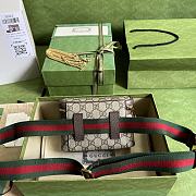 Gucci Ophidia Belt Bag With Web 699765 Beige & Ebony Size 18x12x6cm - 2