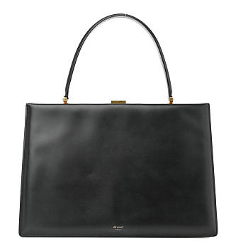 Celine Box Calfskin Medium Clasp Bag Black Size 33x22x6 cm