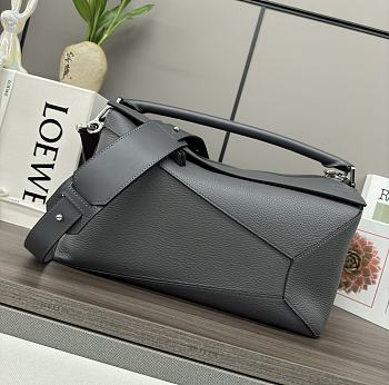 Loewe Large Puzzle Bag In Grained Calfskin Anthracite Gray Size 36.5*19*23 cm