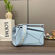 Loewe Small Puzzle Bag In Satin Calfskin Dusty Blue Size 24*10.5*16CM - 1