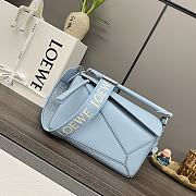 Loewe Small Puzzle Bag In Satin Calfskin Dusty Blue Size 24*10.5*16CM - 4