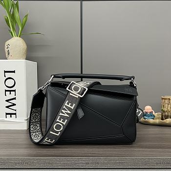 Loewe Small Puzzle Bag In Satin Calfskin Black Size 24*10.5*16CM