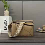 Loewe Small Puzzle Bag In Satin Calfskin Oak Brown Size 24*10.5*16CM - 1