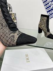 Dior Naughtily D-Ankle Boot Transparent Mesh Embroidered with Black and Gold-Tone Butterfly Motif, Metallic Thread and Black Suede Calfskin - 4