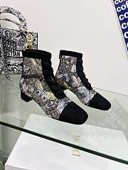 Dior Naughtily D-Ankle Boot Black Multicolor Transparent Mesh Embroidered with Butterfly Motif and Black Suede Calfskin - 2