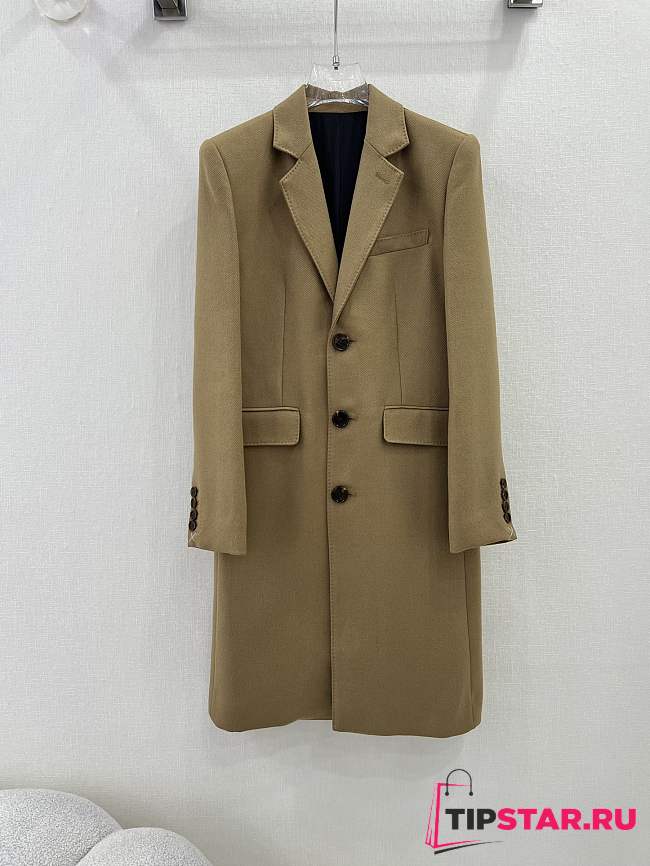 Celine Chesterfield Coat In Brushed Cashmere Camel/Gris - 1