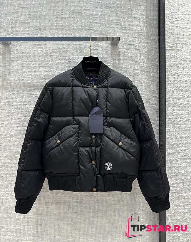 Louis Vuitton Padded Nylon Bomber Jacket Black - 1
