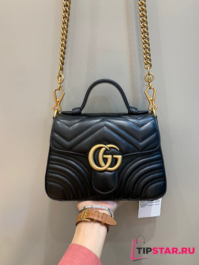 Gucci GG Marmont Mini Top Handle Bag ‎547260 Black Size 20x14x8cm - 1