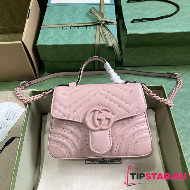 Gucci GG Marmont Mini Top Handle Bag 702563 Light Pink Size 21x15.5x8cm - 1