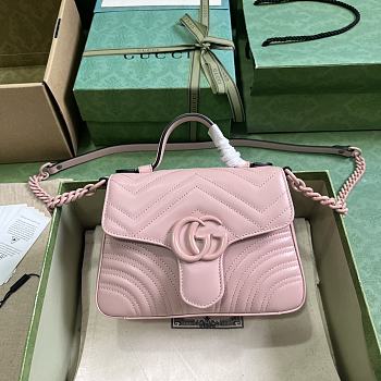 Gucci GG Marmont Mini Top Handle Bag 702563 Light Pink Size 21x15.5x8cm