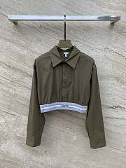 Loewe Cropped Shirt In Cotton Dark Olive Green - 1