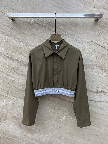 Loewe Cropped Shirt In Cotton Dark Olive Green