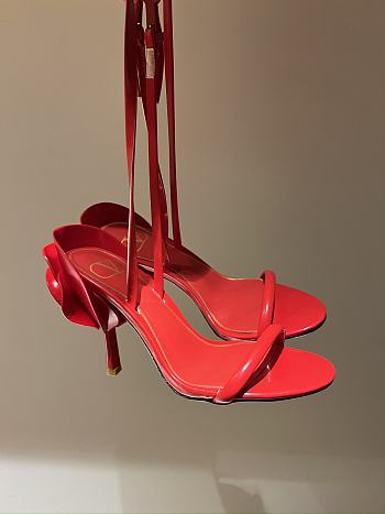 Valentino Roserouche Sandal 1959 In Calfskin Red 10cm