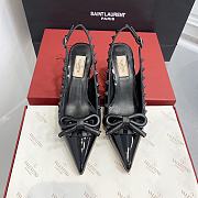 Valentino Rockstud Bow Slingback Pump In Patent Leather With Matching Studs Black 6cm - 5