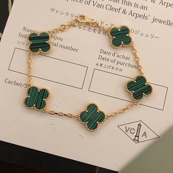 Van Cleef & Arpels Vintage Alhambra Bracelet 5 Motifs Malachite