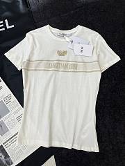 Dior Embroidered T-Shirt White Cotton Jersey with Gold-Tone Signature - 1