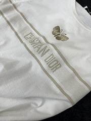 Dior Embroidered T-Shirt White Cotton Jersey with Gold-Tone Signature - 2